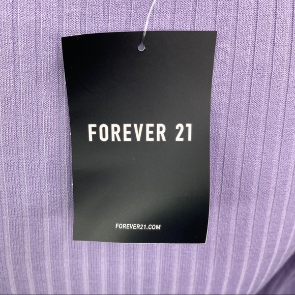 FOREVER 21 Lavender Purple Long Sleeve Knit Hook Eye Front Crop Top Size Small - Picture 8 of 14
